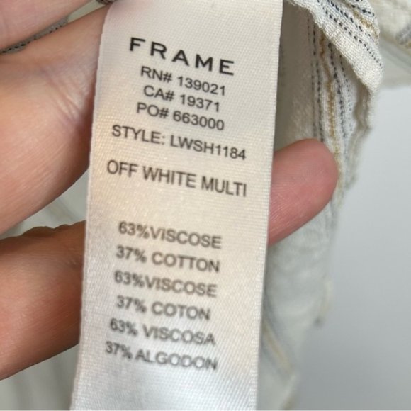 Frame Denim Clean Collar Short Sleeve Button Up Stripe Shirt - Picture 6 of 7